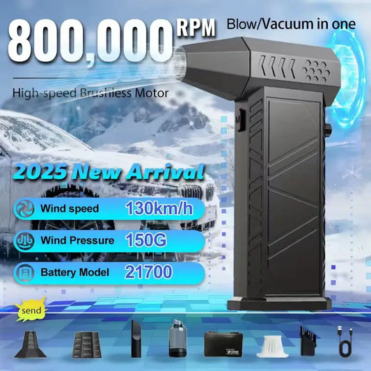 800,000RPM Air Blower New X9 Turbo Fan Upgrade Rechargeable Blower Brushless Turbo Fan Portable Dust Blower Electric Dryer